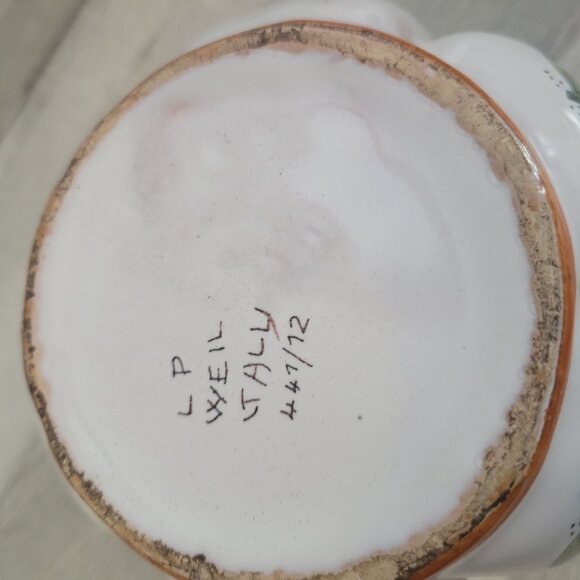 Hand-Painted Daruta Italian Ceramic Floral Vase With Scalloped Rim & Vibrant Flo - Picture 4 of 5